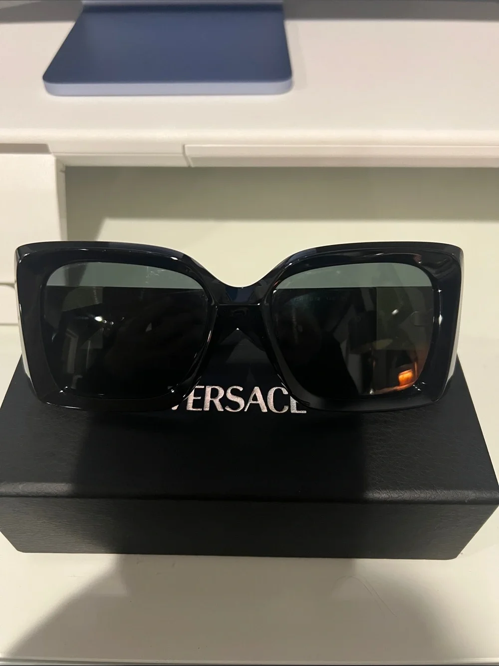 Versace Black Square Sunglasses with Gold Medusa Plaque